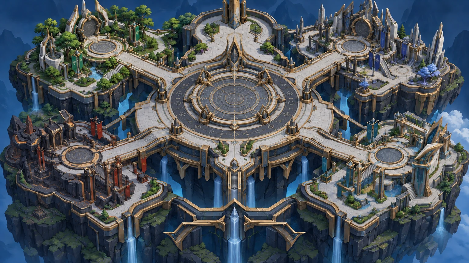 Floating stone platforms and pathways in Nexus Core